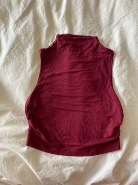 SHEIN Burgundy Sleeveless Mock Neck Crop Top
